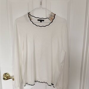Adrianna Papell Cream Blouse with Black Trim
